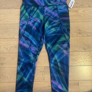 Old Navy Blue, Green & Purple Geometric Girls' Active Leggings